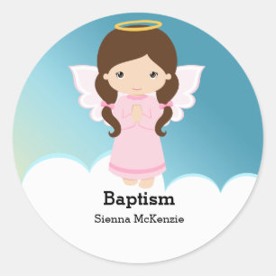 Baptism Angel Girl Classic Round Sticker