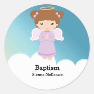 Baptism Angel Girl Classic Round Sticker
