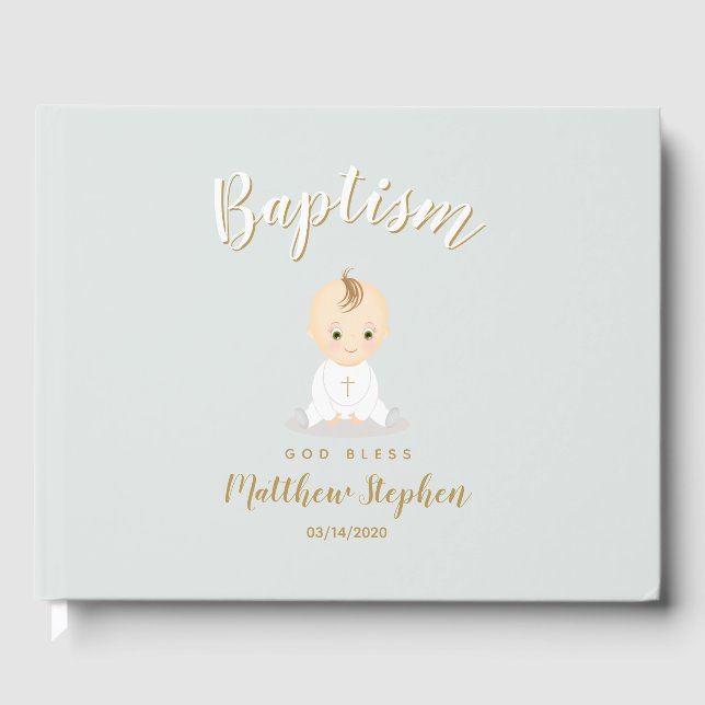 Baptism Baby Boy Guest Book (Front)