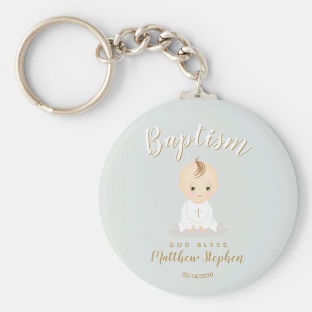 Baptism Baby Boy Key Ring (Front)