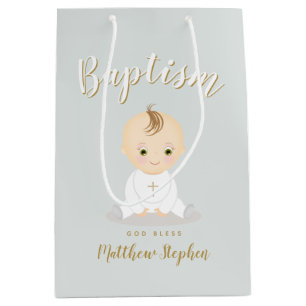 Baptism Baby Boy Medium Gift Bag
