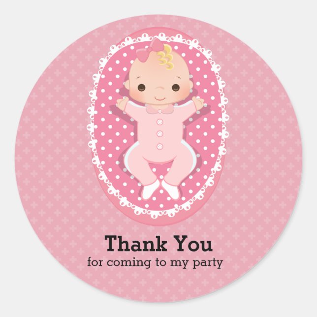 Baptism baby classic round sticker (Front)