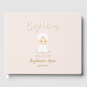 Baptism Baby Girl with Bonnet Guest Book