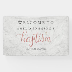 Baptism Banner Marble Rose Gold