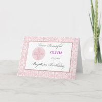 Baptism Birthday Custom Name Pink Lace Pattern