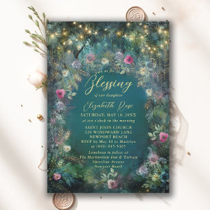 Baptism Blessing Enchanted Garden Fairytale Roses Invitation
