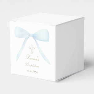 Baptism blue bow favour box