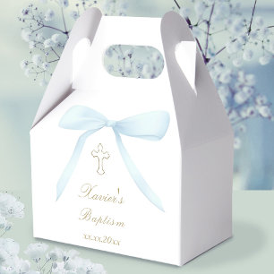 Baptism blue bow favour box