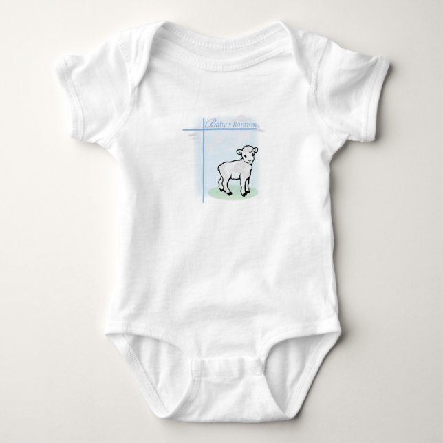Baptism Blue Boy Lamb, Customisable Baby Bodysuit (Front)