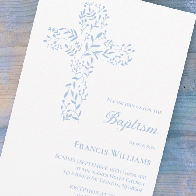 Baptism blue cross  invitation (Creator Uploaded)