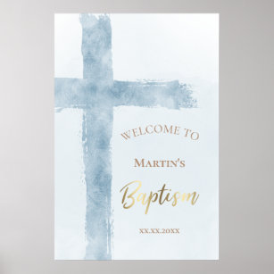 Baptism   blue cross welcome sign