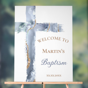 Baptism   blue cross welcome sign
