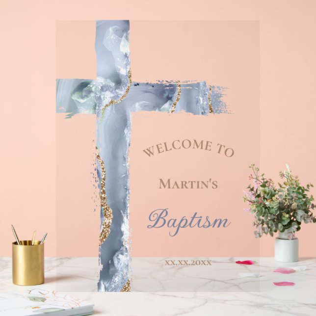 Baptism | blue cross welcome sign (Wedding)