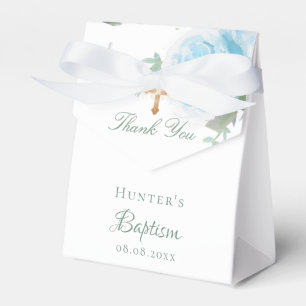 Baptism blue floral eucalyptus boy thank you favour box