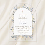 Baptism blue foliage acrylic invitation<br><div class="desc">transparent Baptism invitation</div>