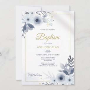 Baptism Blue  Invitation