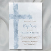 Baptism blue watercolor cross