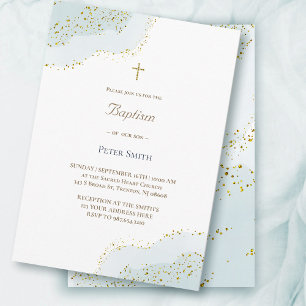 Baptism blue watercolor design invitation