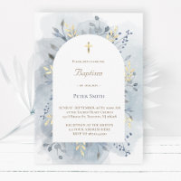 Baptism blue watercolor foliage 
