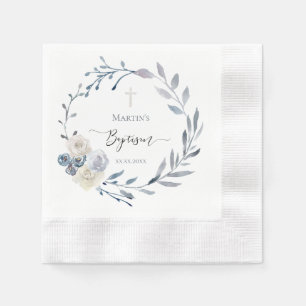 Baptism blue wreath  Paper  Napkin