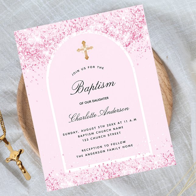 Baptism blush pink arch invitation (Creator Uploaded)
