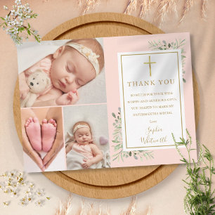 Baptism Blush Pink Thank You Postcard