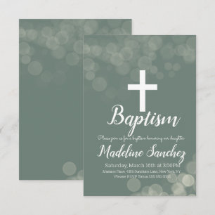 Baptism Bokeh Lights Dedication Christening Invitation