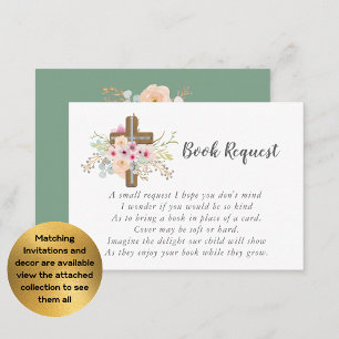 Baptism Book Request - Pink Sage Flowers Enclosure Card