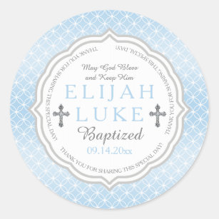 Baptism   Boy Eternity Rings Classic Round Sticker