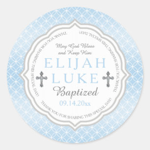 Baptism   Boy Eternity Rings Classic Round Sticker