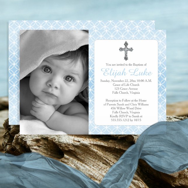 Baptism | Boy Eternity Rings Crosses Photo Invitation (Creator Uploaded)