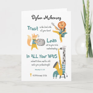 Baptism Boy Funny Musical Animals And Bible Verse  Card