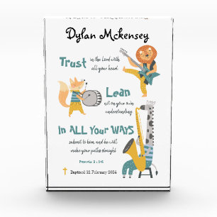 Baptism Boy Funny Musical Animals And Bible Verse  Photo Block