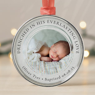 Baptism Boy Girl Photo Keepsake  Metal Ornament
