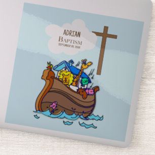 Baptism Boy Noah's Ark, Cute Animals Personalised