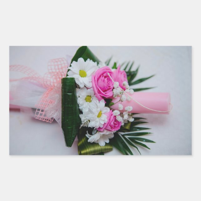 Baptism candle rectangular sticker (Front)