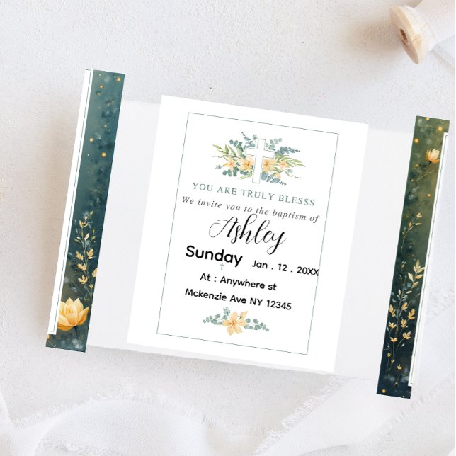 Baptism Card with Cross and  Flowers (Creator Uploaded)