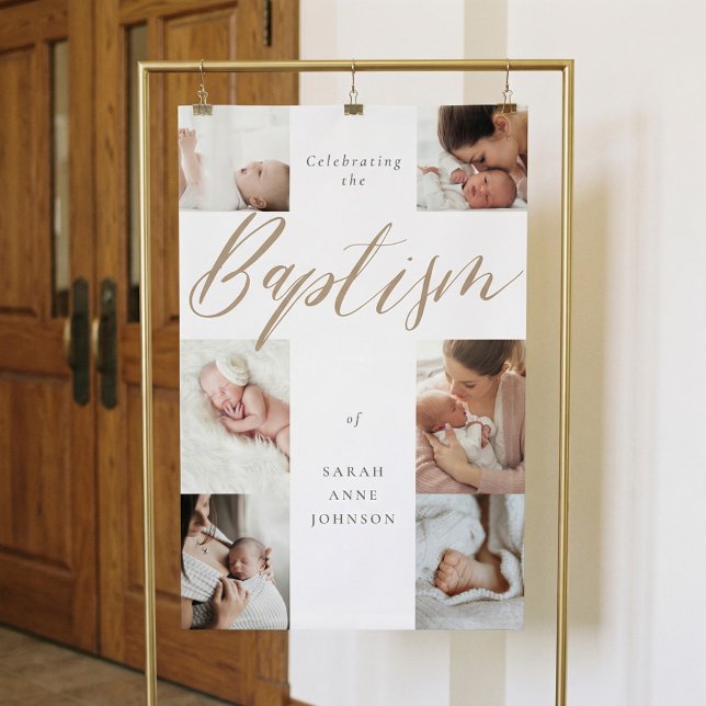 Baptism Celebration Photo Collage Party Keepsake  Banner (Baptism Celebration Photo Collage Party Keepsake Banner)