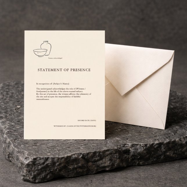 Baptism Certificate Minimalist God Parent Keepsake Announcement (Creator Uploaded)