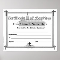 Baptism Certificate Reproducable Master Copy