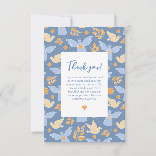 Baptism Christening angel and dove Thank You Card (Front)