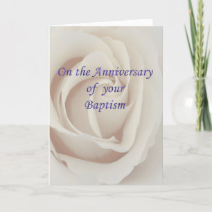 Baptism/Christening Anniversary White rose Card
