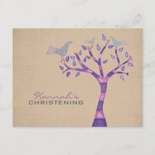 Baptism Christening Bird Trio in Tree Party Invite
