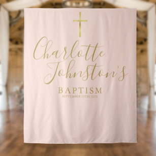 Baptism Christening Blush Pink Photo Backdrop Tapestry