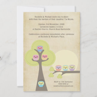 Baptism Christening Ceremony Night Owls Invitation