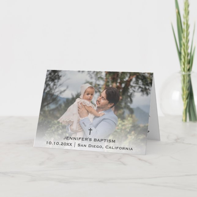 Baptism Christening Communion Religious Christian Thank You Card (Front)