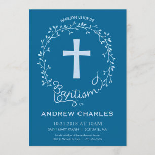 Baptism, Christening Invitation - Baby Boy Invite