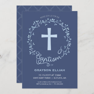 Baptism, Christening Invitation - Baby Boy Invite