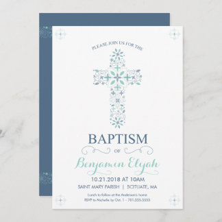 Baptism, Christening Invitation - Baby Boy Invite