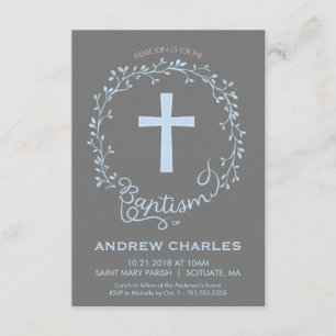 Baptism, Christening Invitation - Baby Boy Invite